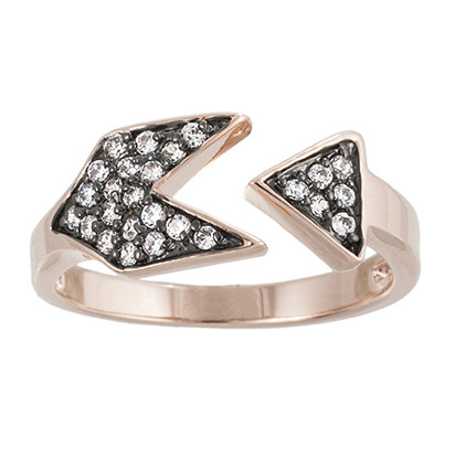 anillo triangulo pave rodio negro enchapado rosado finito